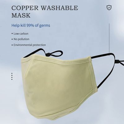 Volwassen Grey Cotton Washable Copper Ion-Masker met Regelbare Oorlijnen